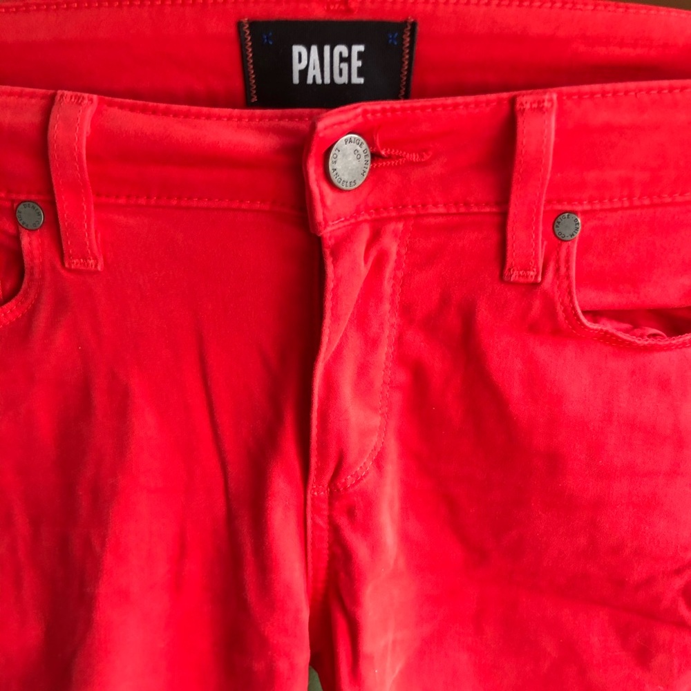 Paige, red super skinny, size 28, cotton jean